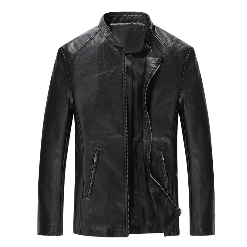 

Autumn/Winter Motorcycle Leather Jacket Men Mandarin Collar PU Leather Jackets