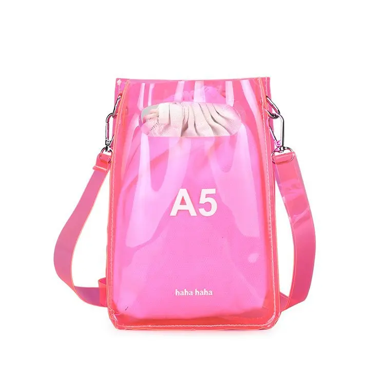 Fluorescent Pink Женские сумки через плечо, новинка, брендовая Летняя мода, А5, женские желеобразные флуоресцентные цветные ПВХ Прозрачные Пляжные сумки с буквами - Цвет: Fluorescent Pink