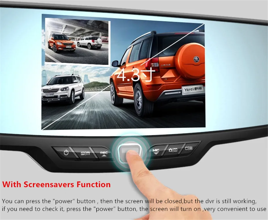 Fonwoon Автомобильный видеорегистратор Full HD 1080p зеркало заднего вида с ЖК-дисплеем и ночным видением, Автомобильный видеорегистратор с двумя объективами, Парковочное зеркало, видеорегистратор, видеорегистратор