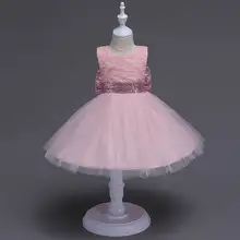 Платье принцессы для маленьких девочек вечерние платья без рукавов с вышивкой и бантом на спине детская одежда От 1 до 5 лет E70147