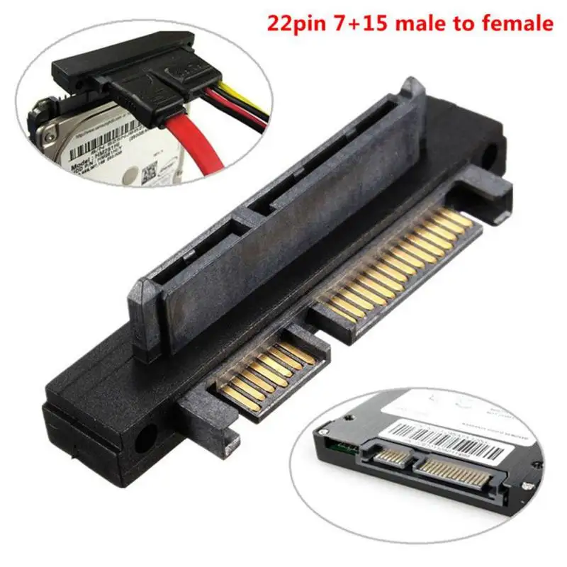 

90 Degree Angle SATA 22 pin (7+15) Pin Male to Female Extension Computer Adapter Convertor