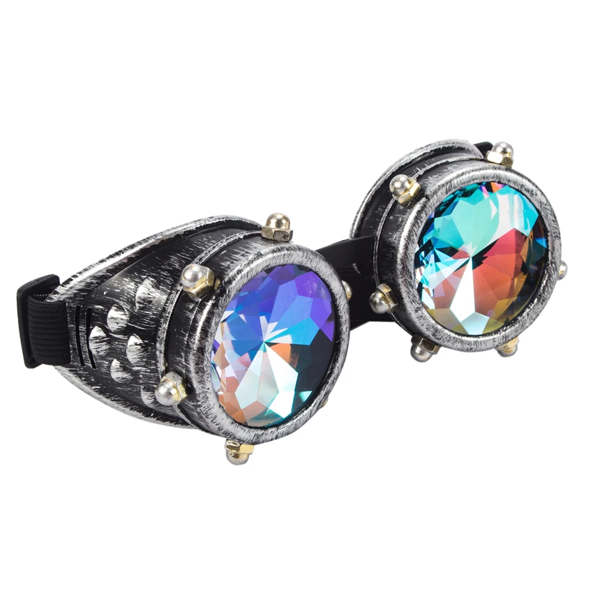 C. F. Очки в винтажном стиле, цветные линзы, панк очки, калейдоскоп, радужные Кристальные линзы, стимпанк очки