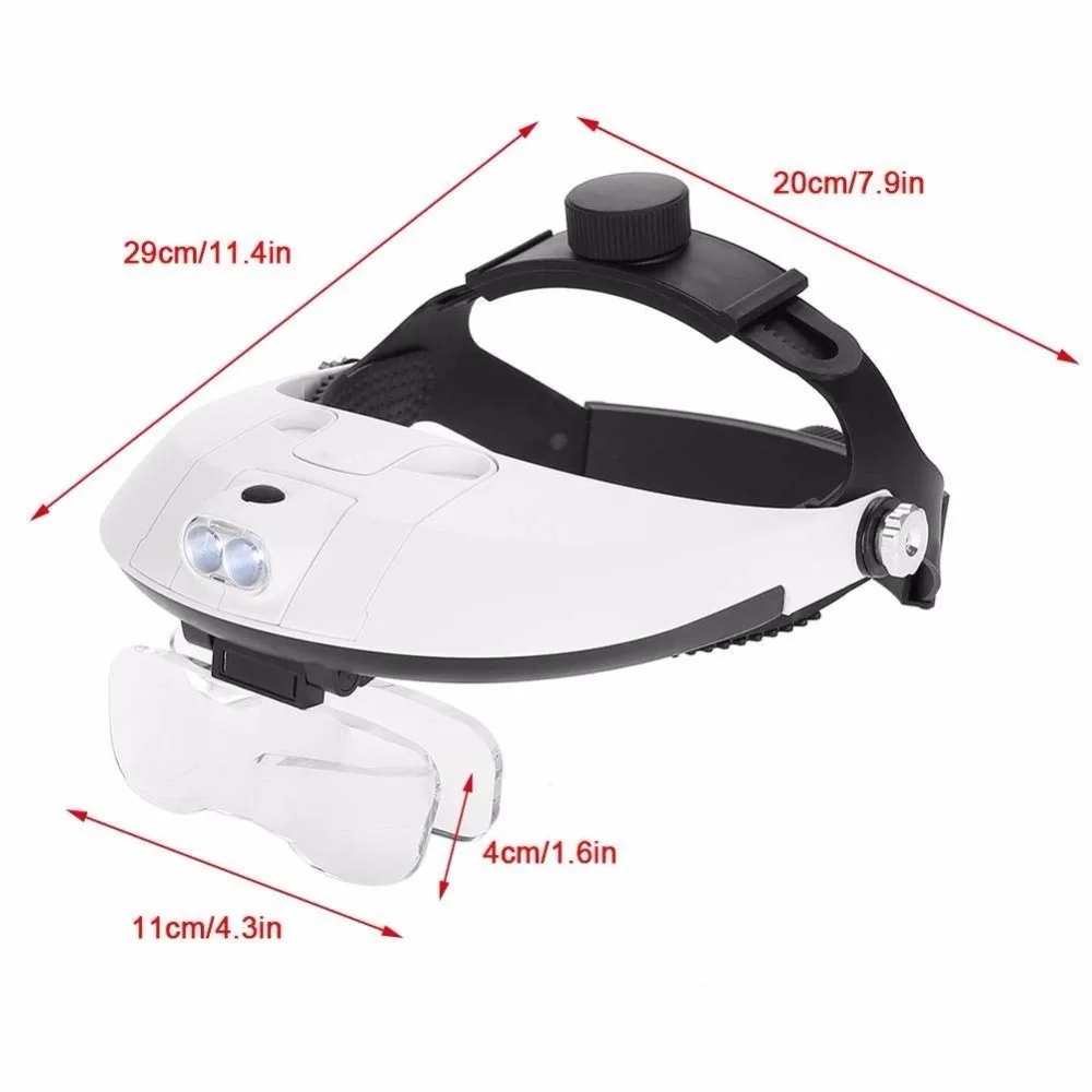 Лупа для шлема с подсветкой 2 светодиодный светильник, лампа, головная повязка, увеличительное стекло для чтения F/Античная коллекция штампов