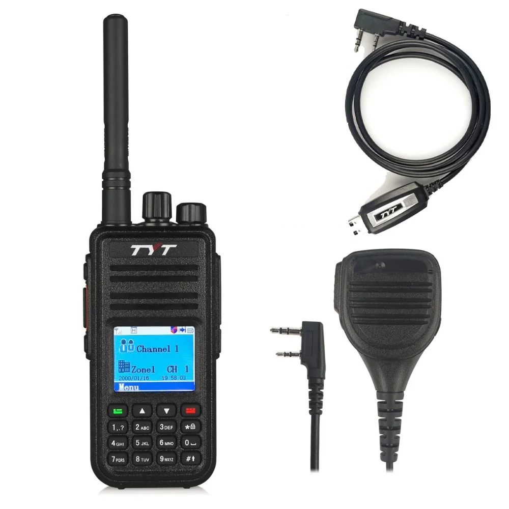 TYT MD-380 UHF 400-480 МГц цифровое радио DMR 1000 каналы двухканальные рации с кабелем для программирования md380 + оригинальный удаленный динамик