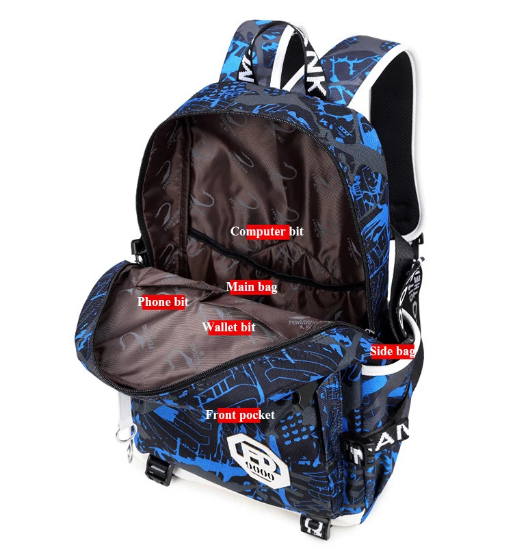 Университетский рюкзак с зарядкой через usb для мальчиков, школьный рюкзак для ноутбука, водонепроницаемый рюкзак с геометрическим узором, mochilas para viagens, сумка для мальчиков