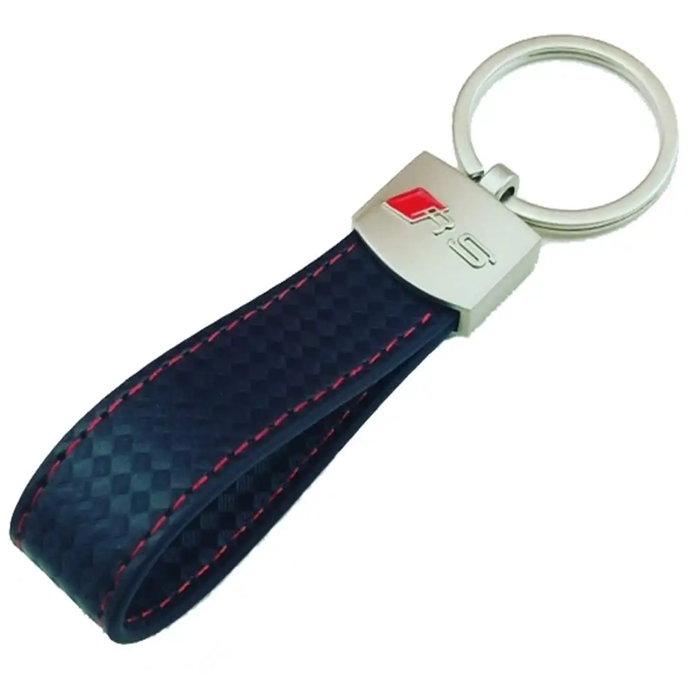 

Carbon Fiber Leather M Performance RS Sline AMG Keychain Keyring Key Fob Chain Ring for Benz B.M.W Audi Car Keys (Audi Rs)
