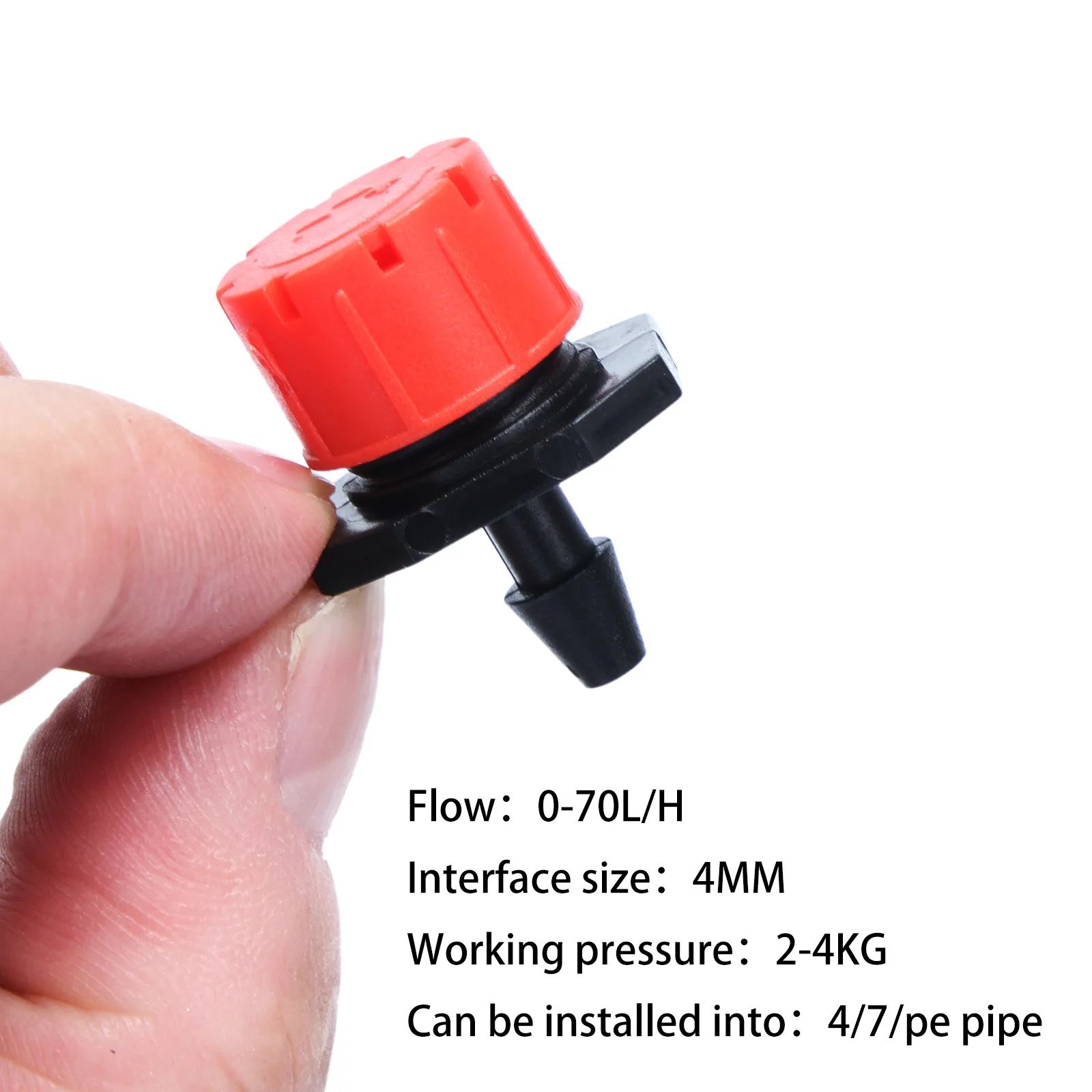 

50 pcs 4mm 8 hole Red Adjustable Dripper Red Micro Drip Irrigation Watering Anti-clogging Emitter Garden Supplies