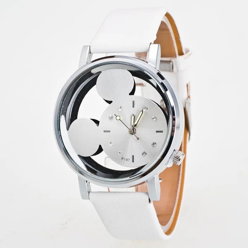 Детские часы Топ бренд новые детские часы с Микки Маусом модные детские милые кварцевые наручные часы для девочек и мальчиков - Цвет: Белый
