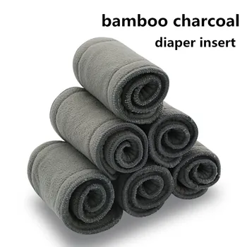 

10 Pcs Baby Reusable 5 Layers Bamboo Charcoal Diapers Infant Comfortable Washable Nappy Inserts Baby Cloth Diapers Free Shipping