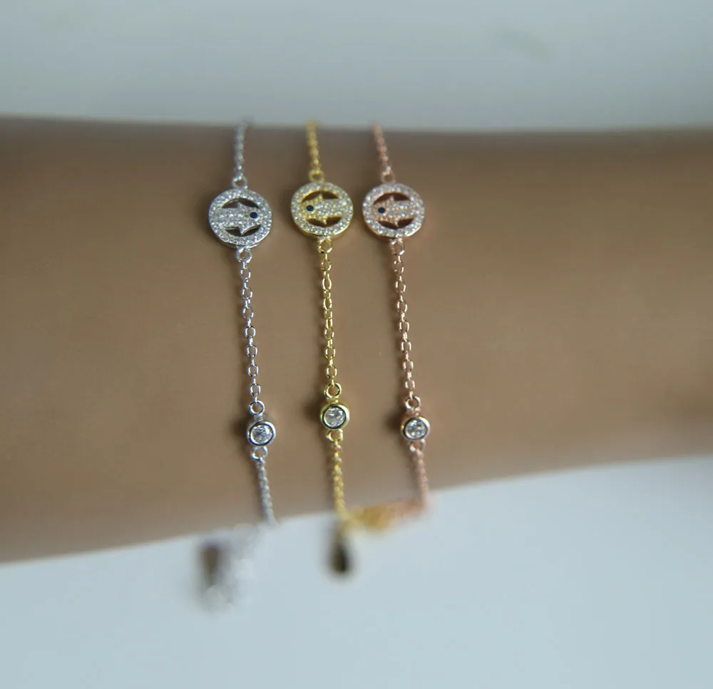 

New Fashion CZ Fatima Hand Bracelet Charms Paved Cubic Zircon Bracelet for Women Gifts Gold color Bracelet wedding Jewelry gift
