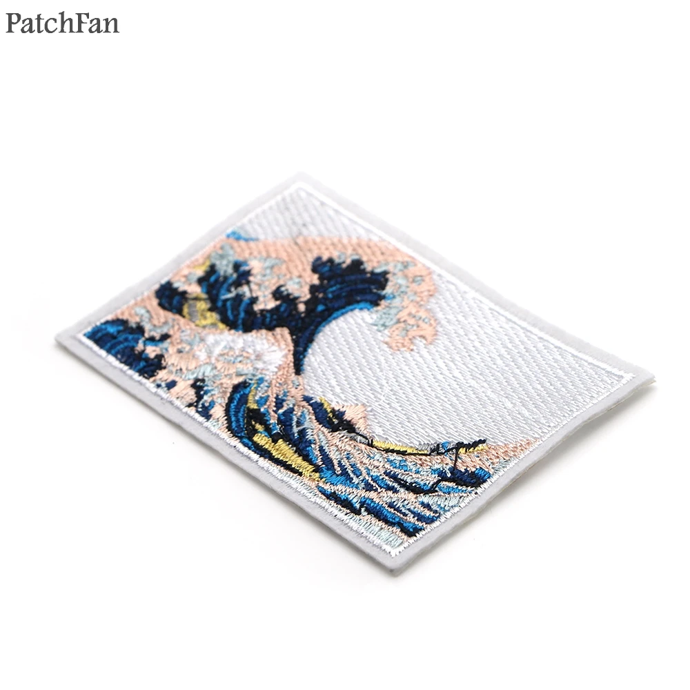 Patchfan The Great Wave off Kanagawa аппликация нашивки наклейки Швейные Джерси одежда para куртка значки железа на футболке A0865