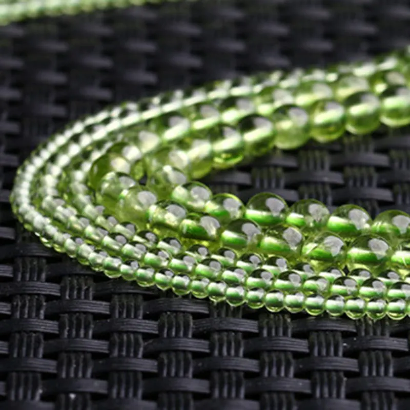 5-7mm Natural Green Peridot Stone Beads Round Loose DIY Beads For Jewelry Making Beads Accessories 15'' Women Men Gift