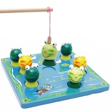 

Wooden Magnetic 3D Fishes Frog Toys For Children Material Puzzles Educational Toy Antistress Funny Fishing Game Toy XWJ404-