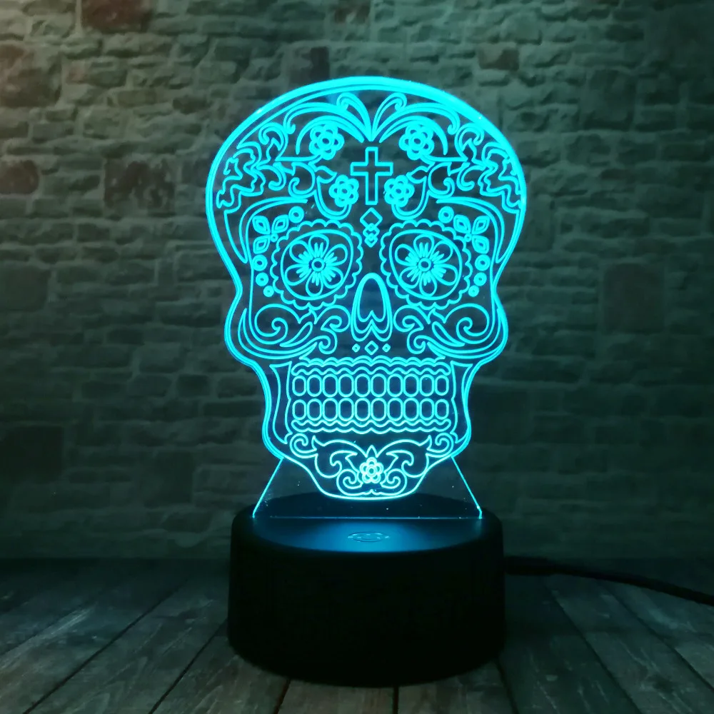 Религиозный Скелетон 3d голограмма с цветком перекрестное изображение Bulbing