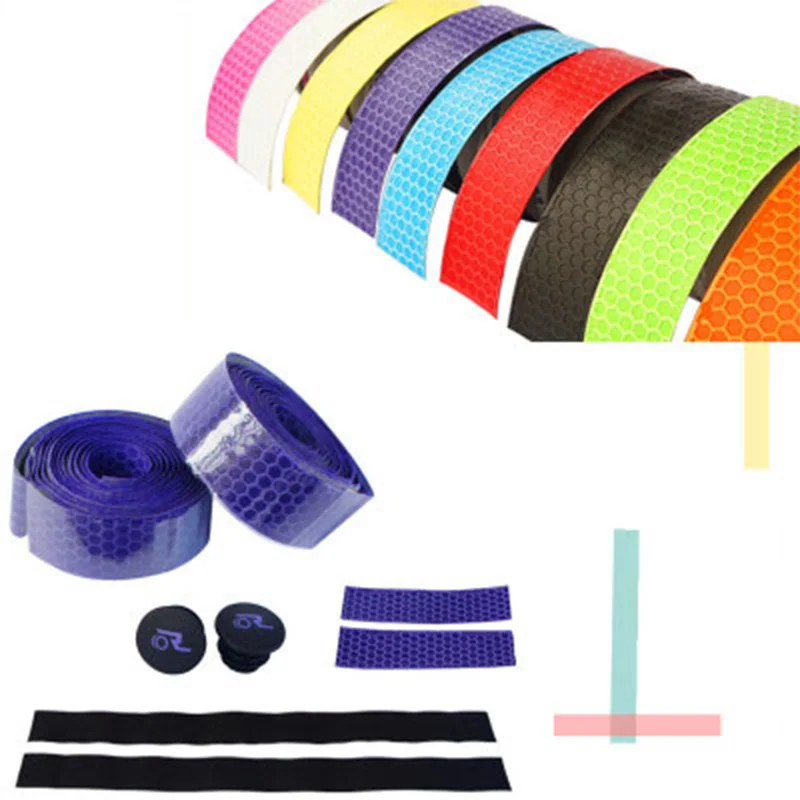 Waterproof Honeycomb PU Road Bike HandleBar Tape Leather Anti-slip Bicycle Grips Cork Handlebar adhesive Tape Plugs belt straps