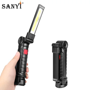 

Foldable Flashlight Magnetic Work Light 5 Mode COB LED Inspection Lamp Portable Lantern Hanging Hook Torch For Car Repairing