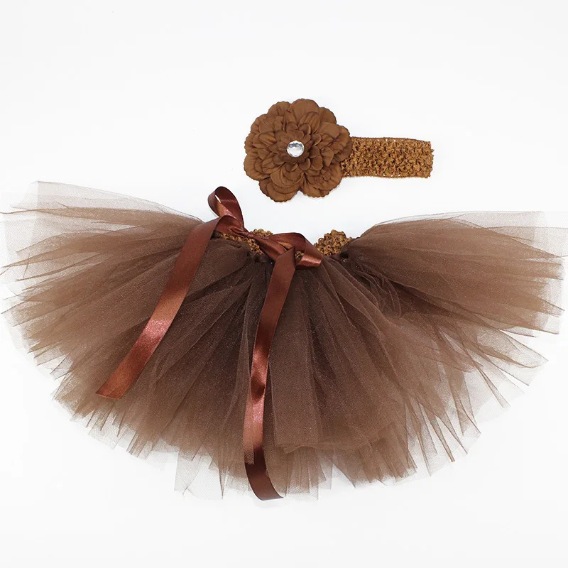 В стиле «лолита» для маленьких девочек кружевная юбка-пачка для танца+ цветок на голову набор ручной вязки, детская одежда на выход фон для фотосъемки на возраст от 0 до 18 месяцев, 17J701 - Цвет: as shown
