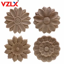 VZLX Vintage Floral tallado en madera esquina apliques marco muebles de pared tallado en madera figuritas decorativas de madera artesanías decoración del hogar