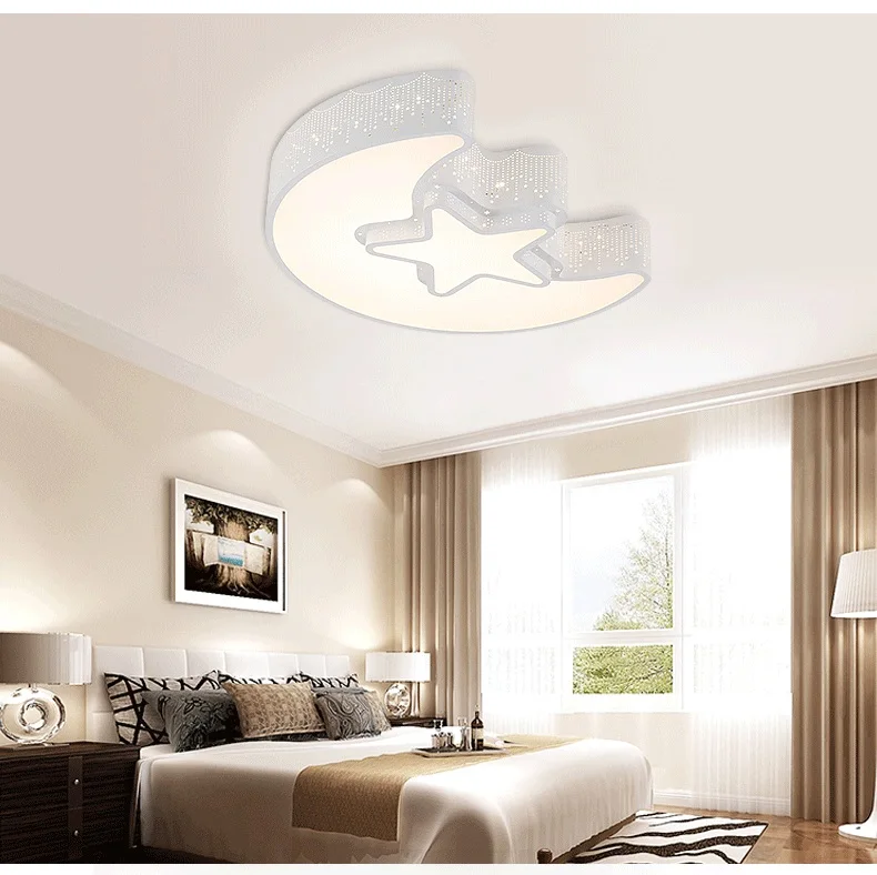 Us 150 48 28 Off Hardware Moon Stars Led Ceiling Lamp Fashion Cartoon Study Bedroom Kids Room Ceiling Light Ac110 240v In Ceiling Lights From