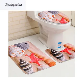 

Free Shipping 3pcs Red Starfish Toliet U Mat Bathroom Bath Mat Set Non Slip 50x80cm&45x75cm Tapis Salle De Bain Tapete Banheiro
