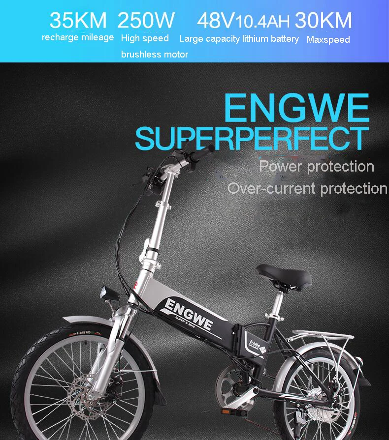 Top Electric Bike 48V12.5A Lithium Battery 20inch Aluminum Folding Electric Bicycle 500W Powerful e bike Mountain/ Snow beach ebike 1