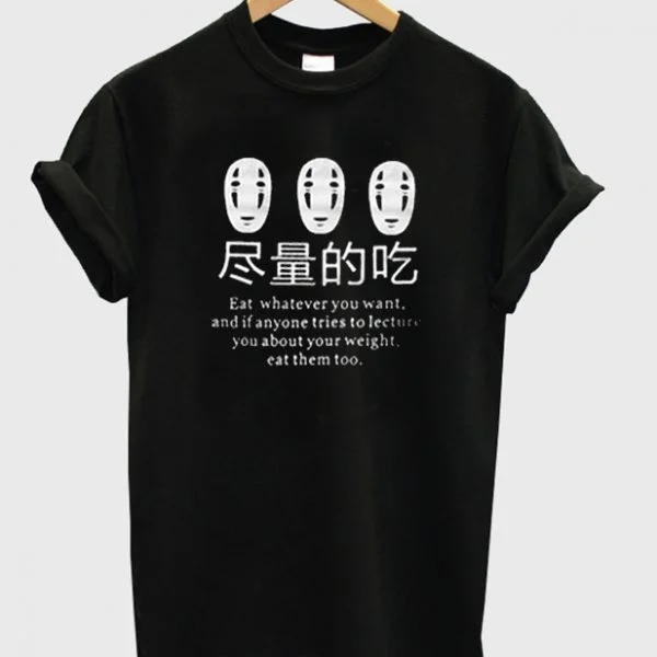 Japanese Anime Eat Whatever You Want Funny Sayings T-Shirt Women Harajuku Fashion Cute Casual Black Tee aesthetic tumblr tops Japanese Anime Eat Whatever You Want Funny Sayings T-Shirt Women Harajuku Fashion Cute Casual Black Tee aesthetic tumblr tops