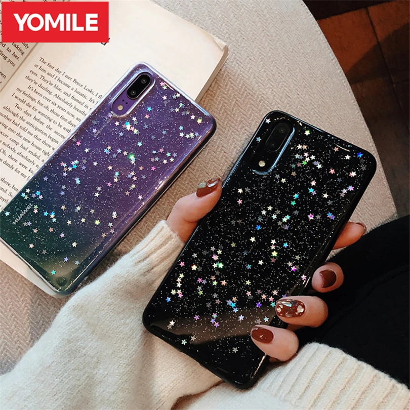 

Clear Glitter Star Case For Huawei P10 Plus P20 P30 Pro Honor 9 10 Lite V10 V20 Mate 20 Nova 2S 3i 3 P Smart 2019 Soft TPU Cover