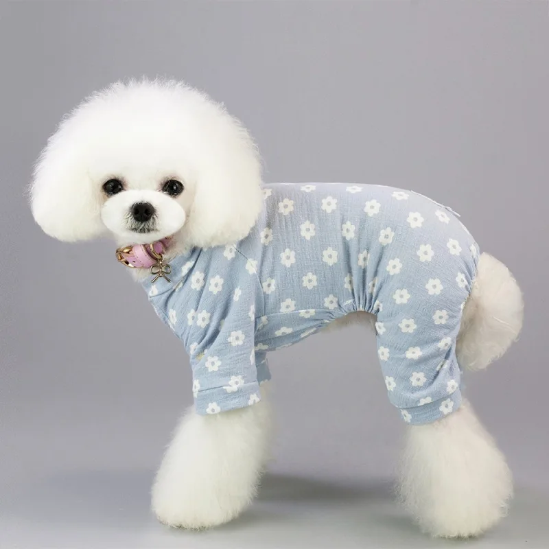 Хлопковая собачка пижамы-комбинезоны с принтом ромашки Одежда для собак для маленьких собак мягкая одежда для щенка комбинезон для щенка