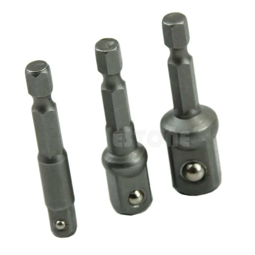 3 Sizes Hex Shank Socket Adapter Set For Impact Power Drill Driver Bits Useful