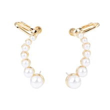 Бренд 925 пробы серебристый белый жемчуг манжеты серьги Кафф с клипсой альпинист гусеничный альпинист серьги-перевертыши женщин драгоценность Bijoux