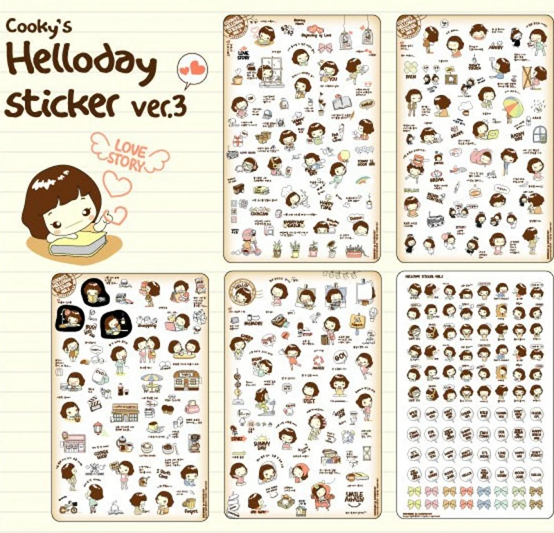 MQStyle 5 шт./упак. Новый DIY милый Kawaii стикер бумажная Cooky's Helloday девушка s для детей