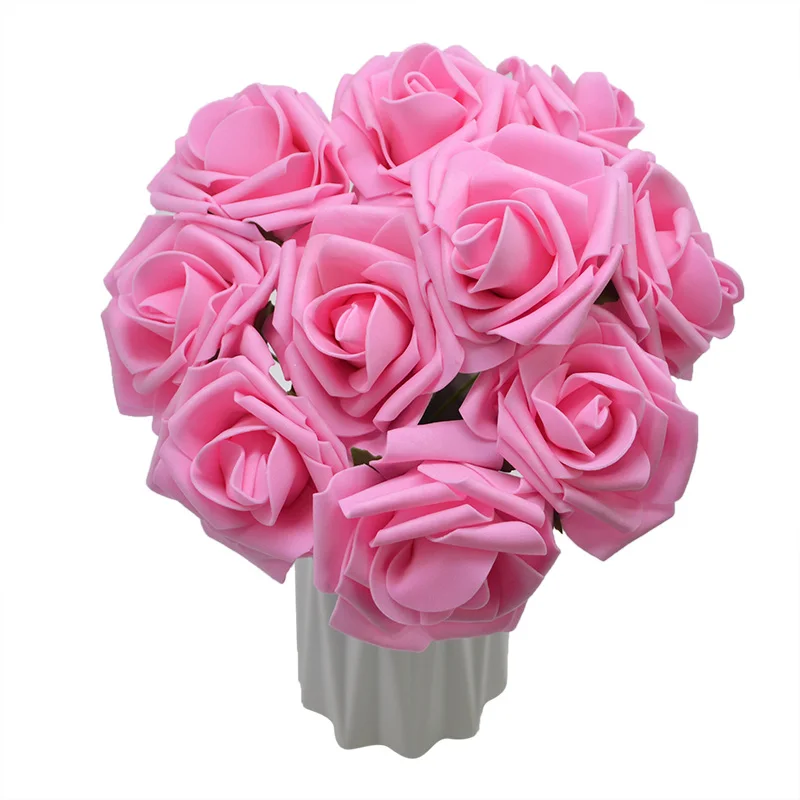 10 головок, 8 см, Декоративные искусственные розы для дома, Свадебный букет невесты, сделай сам, ПЭ пена, цветок для дома, украшение на День святого Валентина - Цвет: pink