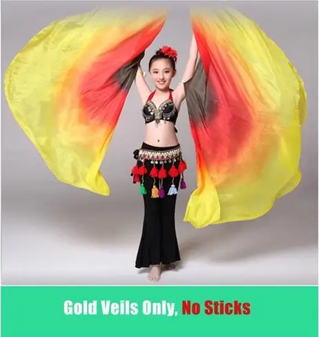 as pictures Nuovo Prestazioni Дискотека Danza Props1 пара meza Luna Velo di Seta Arcobaleno Ali Danza Del Ventre al Veli Di Seta - Цвет: as pictures