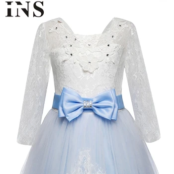 

2019 new fashion Child Girls Lace Bowknot Princess Wedding Performance Formal Tutu Dress Clothes for children L1031