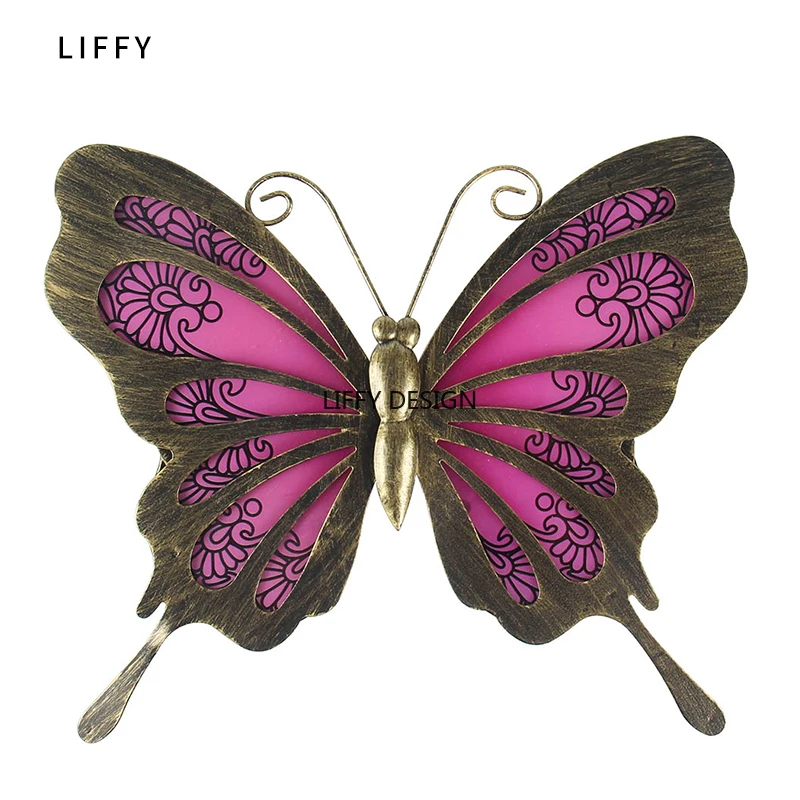 Liffy Metal Butterfly Wall Art Outdoor Decor for Garden statues Miniatures Garden Decoration Outdoor Sculpture for Yard Statues