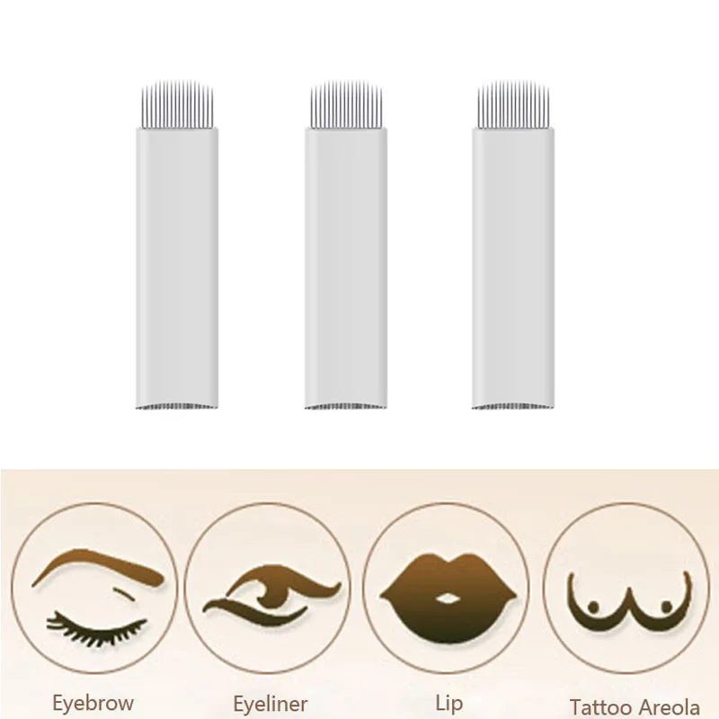 

Tattoo needle 50pieces 18pin U Sterilized Stainless Steel 3D tattoo Embroidery Eyebrow Permanent Makeup Needles Blade Hot Sale