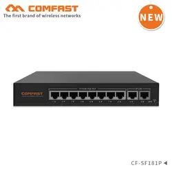 COMFAST CF-SF181P 120 Вт 48 В сетевой коммутатор POE Ethernet с 8 + 2 10/100 Мбит/с RJ45 порт plug and play для IP камеры/Беспроводной AP/TCS