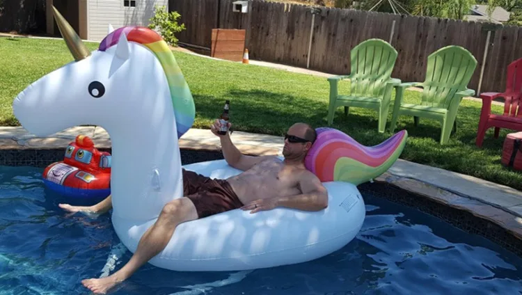 Unicorn inflatable mount adult floating row chair large 275cm swimming ring tube (13)
