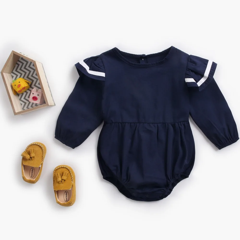 

2019 Spring Baby Romper sapphire blue baby clothes girls long-sleeved romper triangle climb new born baby clothes girls romper