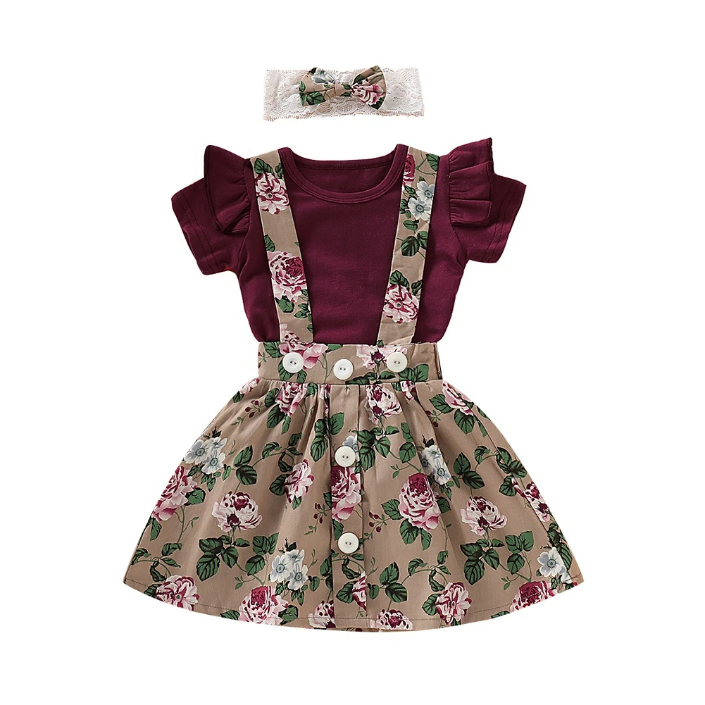 

Newborn Baby Girls Clothes Sets Summer Princess Party Outfits Romper Strap Dress Headbands Toddler Infant Clothing Girl