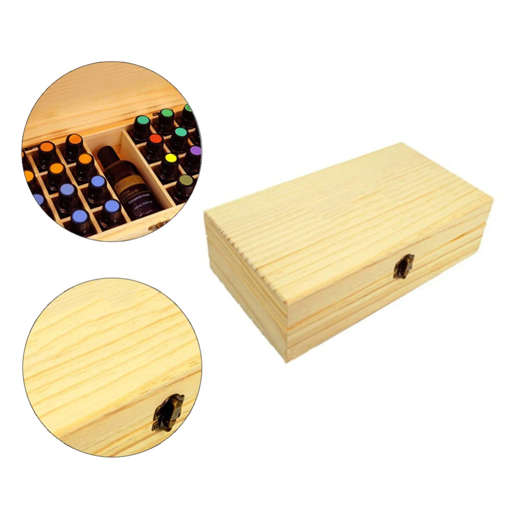 

27*15*8cm 25 Slots Solid Wood Case Holder Aromatherapy Bottles Storage Organizer Fashion Essential Oil Wooden Storage Boxs