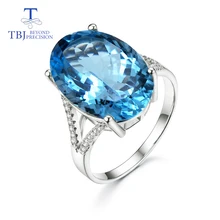 TBJ, супер большое кольцо с драгоценным камнем, овальная огранка 13*18 мм 15ct Голубой топаз Серебряное кольцо с драгоценным камнем для пари, привлекательный дизайн с подарочной коробкой