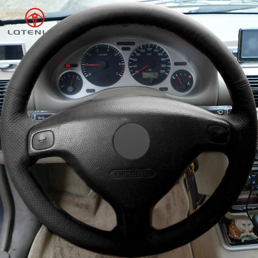 LQTENLEO черная крышка рулевого колеса автомобиля из натуральной кожи для Opel Astra G 1998-2007 Zafira A 1999-2005 Chevrolet Sail 2003-2009