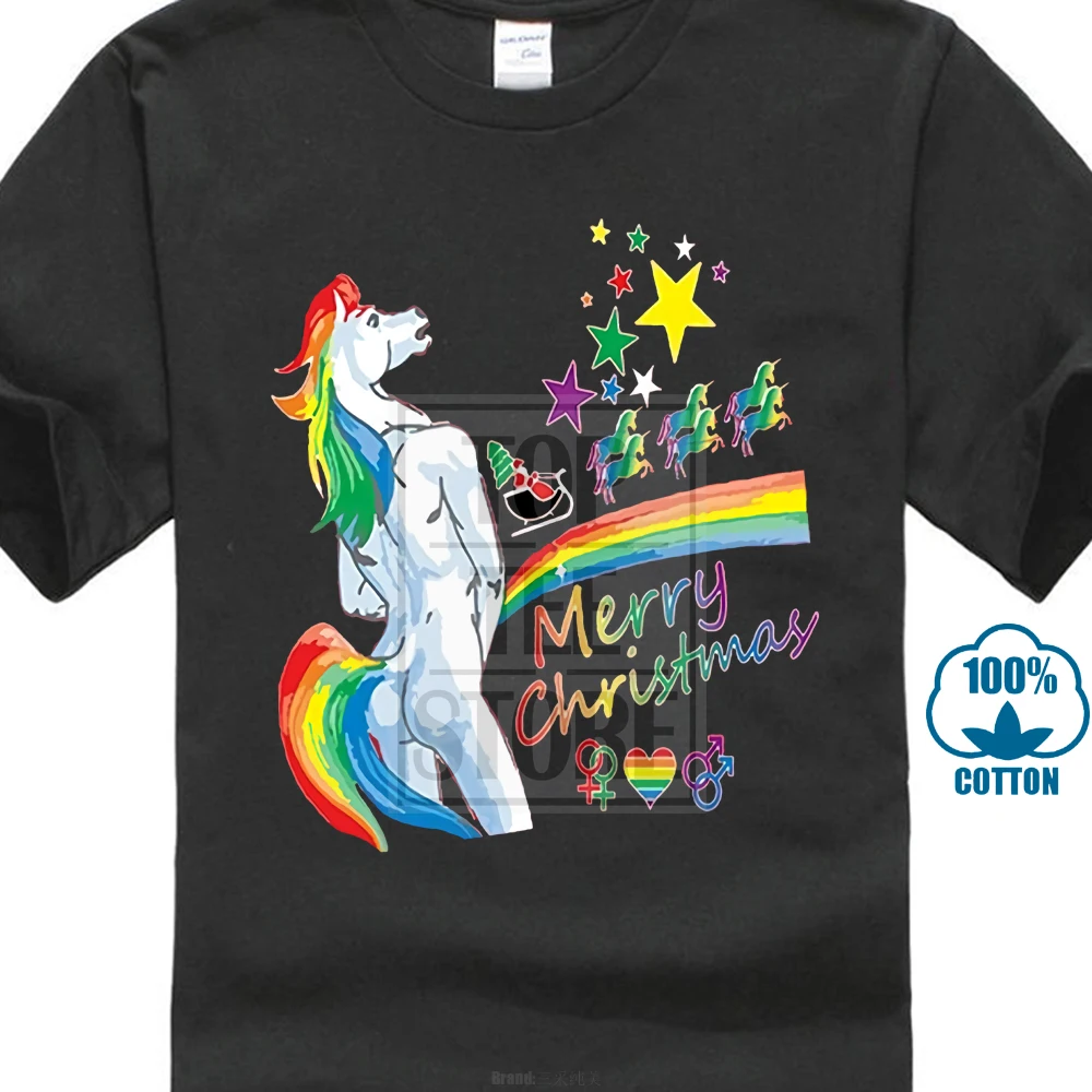 

2017 Customized Loose Black Men Tshirts Homme Tees Men's T Shirt Unicorn Rainbow Gay Pride Ugly Christmas Sweater Dress