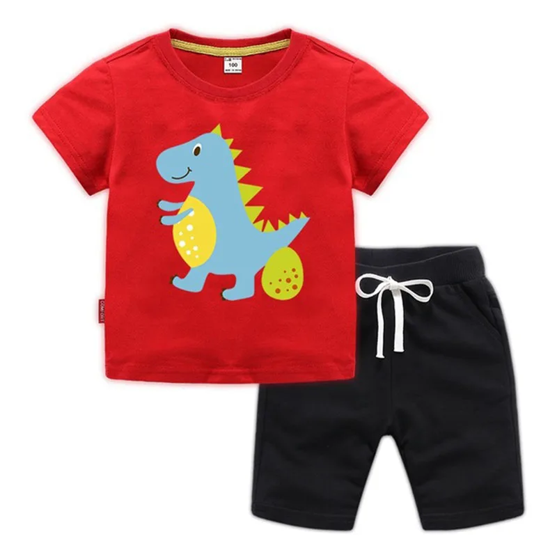 Moggi Cat Enjoy Kids Clothes Active Boys Sets Summer Short Sleeve Shirts+Shorts Pants Dinosaur 2 pieces Clothing Children 2019 (12)