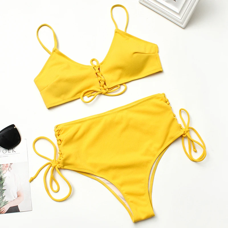 

2 Piece Sexy Swimsuit Bikinis 2019 Mujer Swimwear Women High Waisted Bathing Suits Monokini Bandage Bikini Biquinis Feminino