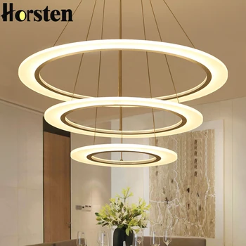

Modern LED Pendant Lights Kitchen Acrylic Metal 3 Rings Hanging Ceiling Lamp Creative Pendant Light for Dining Room Restaurant