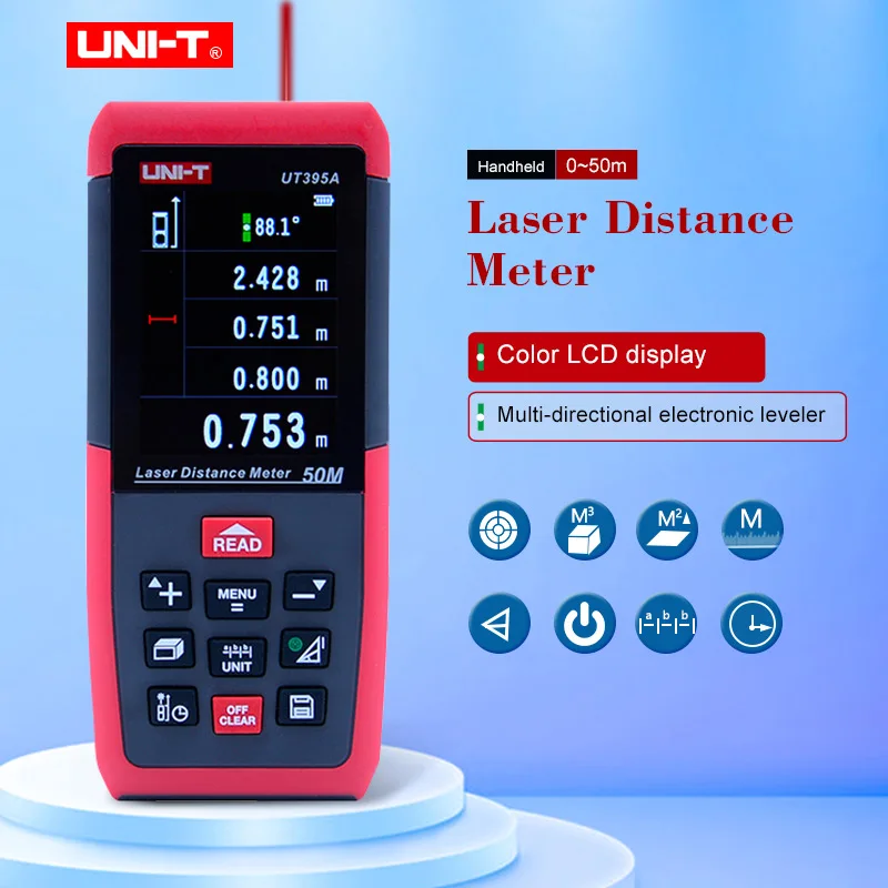 

UNI-T UT395A Laser Distance Meters 50m Range Finder with 2MP Lens Rangefinder Best Accuracy 2mm USB Data Export PC Software