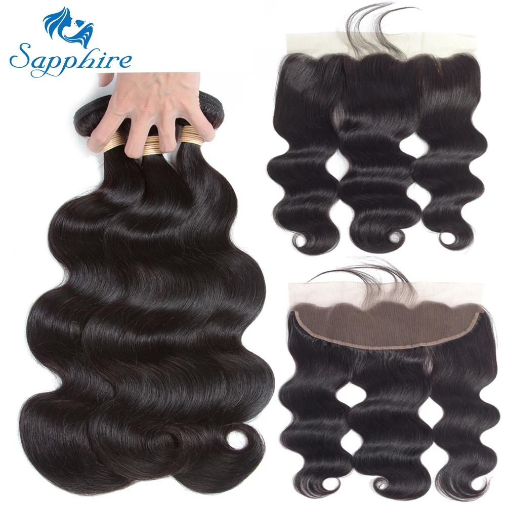 Sapphire Brazilian Hair Weave Bundles Body Wave Bundles With Frontal Human Hair 2/3 Bundles With Closure Frontal Hair Extension