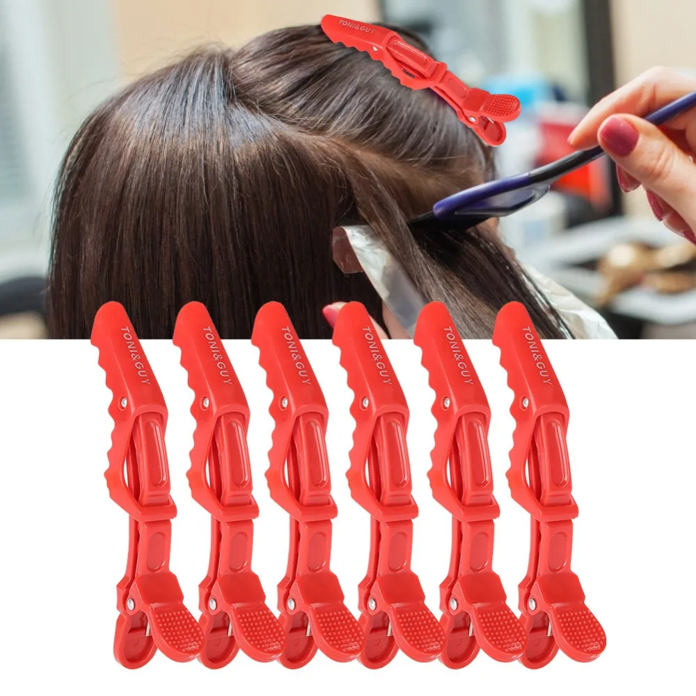 6pcs/set salon single prong hair clip crocodile hairpin anti-slip Braiding Hair Pins claw hairdressing clamps Plastic Barrettes